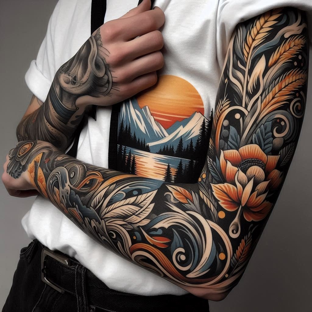 15 Black Sleeve Tattoo Ideas to Make a Statement 14 15 Black Sleeve Tattoo Ideas to Make a Statement