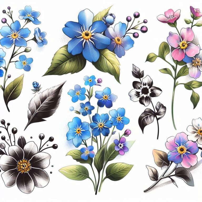 15 Forget-Me-Not Flower Tattoos to Represent Love and Memories