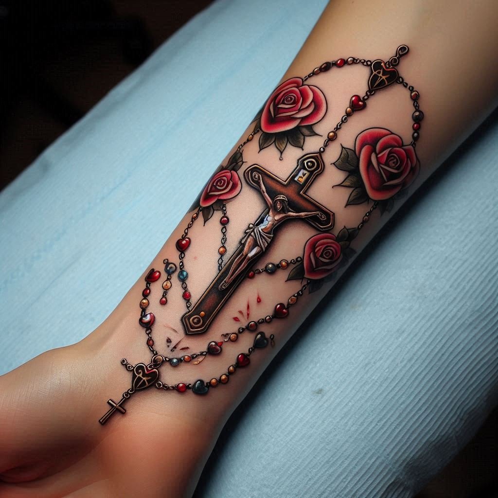 15 Rosary Tattoo Ideas to Express Devotion and Faith 4 15 Rosary Tattoo Ideas to Express Devotion and Faith