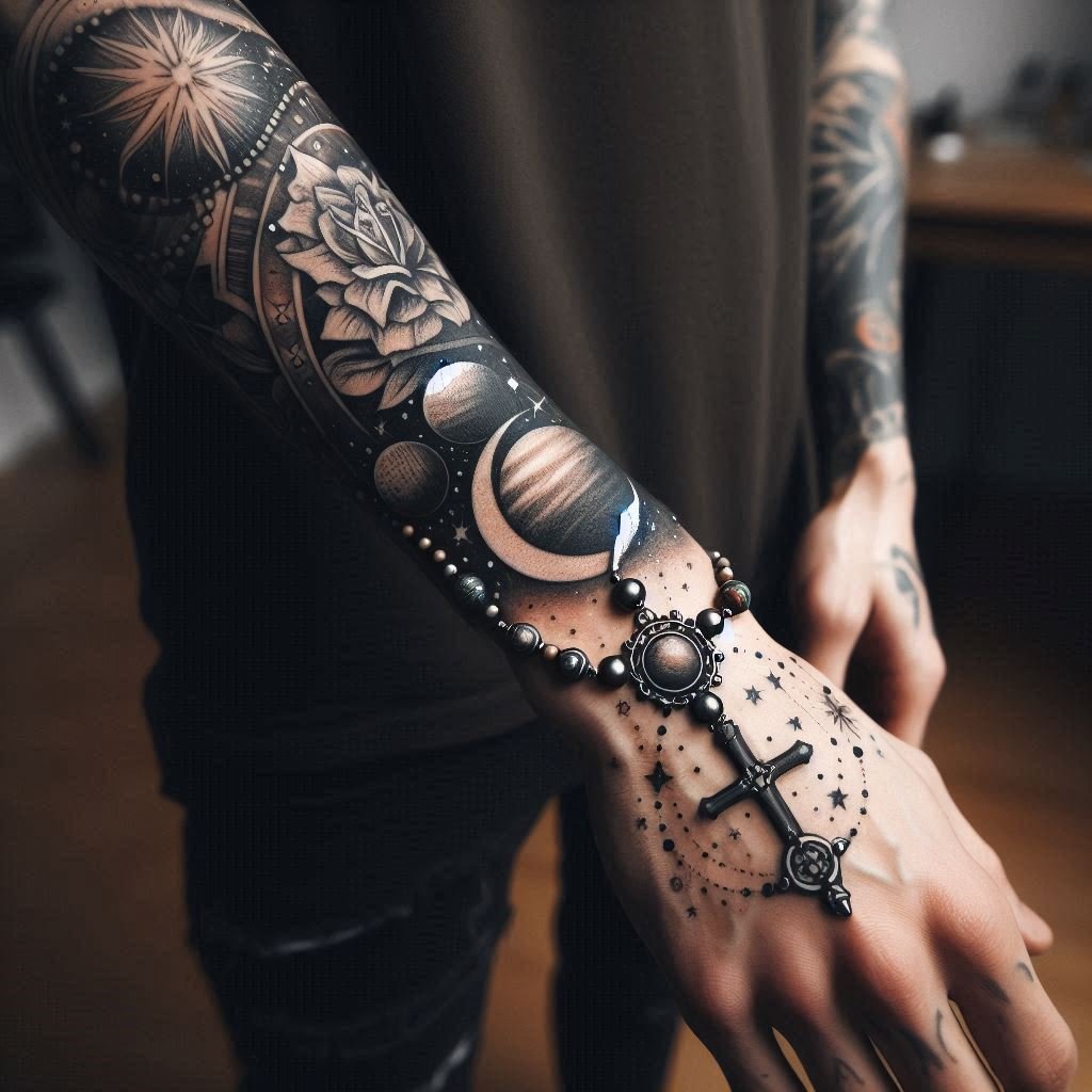 15 Rosary Tattoo Ideas to Express Devotion and Faith 14 15 Rosary Tattoo Ideas to Express Devotion and Faith